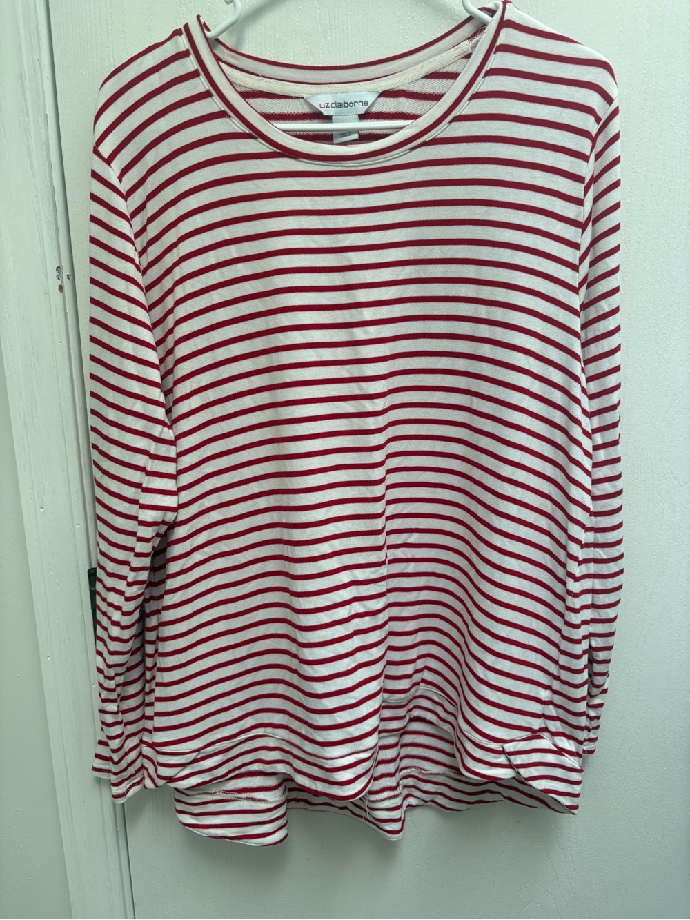 Liz Claiborne Red and White Striped Long Sleeve Tee